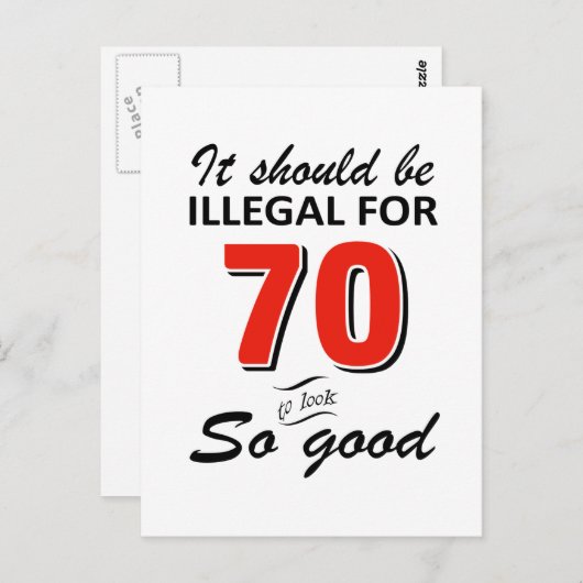 Carte Postale Amusant 70ème anniversaire conceptions (Devant / Derrière)