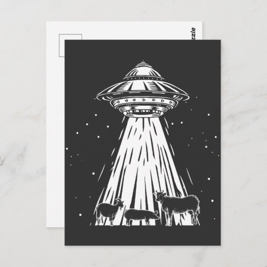Carte Postale Amusant Agriculture Vaches Aliens UFO Abduction fe (Devant / Derrière)