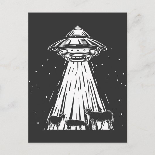 Carte Postale Amusant Agriculture Vaches Aliens UFO Abduction fe (Devant)