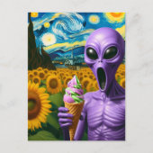 Carte Postale Amusant Alien Avec Crème De Glace Faux Van Gogh (Devant)