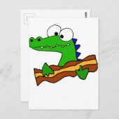 Carte Postale Amusant Alligator Manger Bacon Artwork (Devant / Derrière)