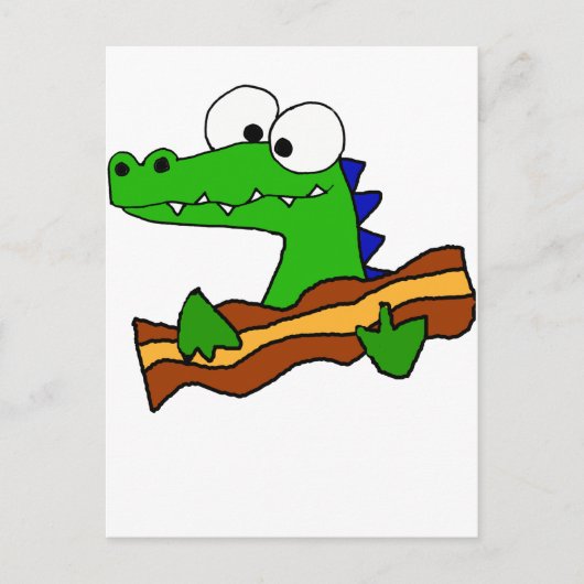 Carte Postale Amusant Alligator Manger Bacon Artwork (Devant)