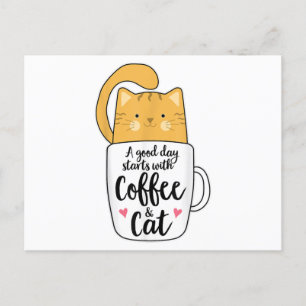 Carte Postale Amusant Amoureux des chats de Mug de café orange