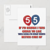 Carte Postale Amusant anniversaire de 55 ans (Devant / Derrière)