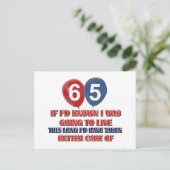 Carte Postale Amusant anniversaire de 65 ans (Debout devant)