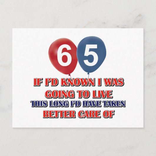 Carte Postale Amusant anniversaire de 65 ans (Devant)