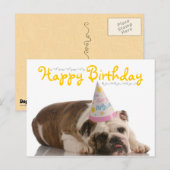 Carte Postale Amusant anniversaire de Bulldog (Devant / Derrière)