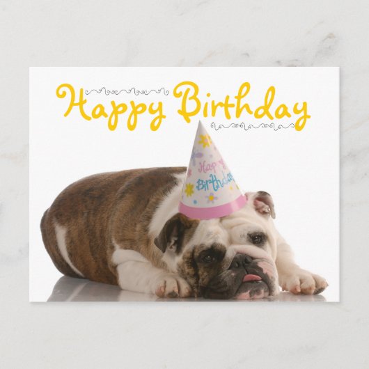 Carte Postale Amusant anniversaire de Bulldog (Devant)