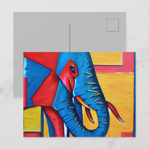 Carte Postale Amusant Artsy Abstrait Little Elephant