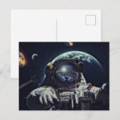 Carte Postale Amusant astronaute Shorthair Chat en Spa (Devant / Derrière)
