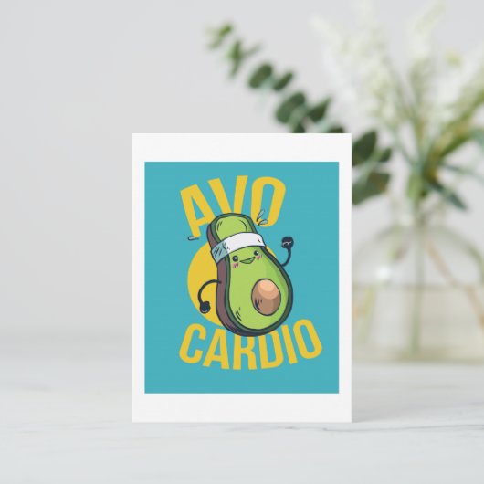 Carte Postale Amusant AVOCARDIO Avocado Exercice Cardio Graphiqu (Debout devant)