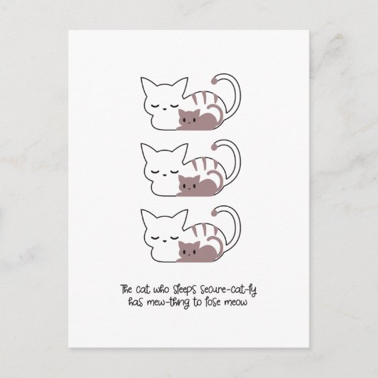 Carte Postale Amusant chat couché et Art II (Devant)