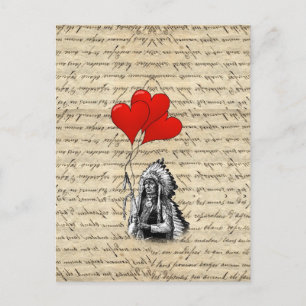 Carte Postale Amusant chef indien et ballons cardiaques
