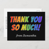 Carte Postale Amusant, Coloré, Arc En Ciel "MERCI TELLEMENT !" (Devant / Derrière)