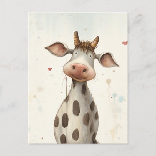 Carte Postale Amusant Cute Cow Ai Art (Devant)