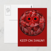 Carte Postale Amusant Emoticon framboise (Devant / Derrière)