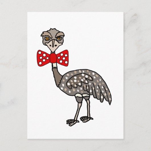 Carte Postale Amusant Emu Bird avec cravate arc rouge (Devant)