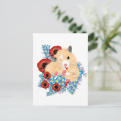 Carte Postale Amusant hamster syrien d'or assis en fleurs (Debout devant)