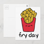 Carte Postale Amusant jeu de mot vendredi heureux frites dessin (Devant / Derrière)