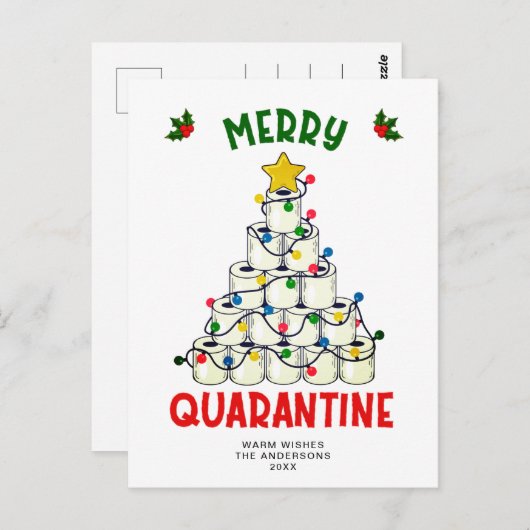 Carte Postale Amusant Joyeux Quarantine Noël Gite (Devant / Derrière)