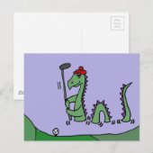Carte Postale Amusant Loch Ness Monster Jouer Golf (Devant / Derrière)