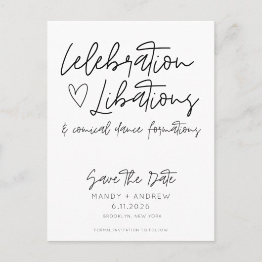 Carte Postale Amusant mariage budgétaire Enregistrer la date (Devant)