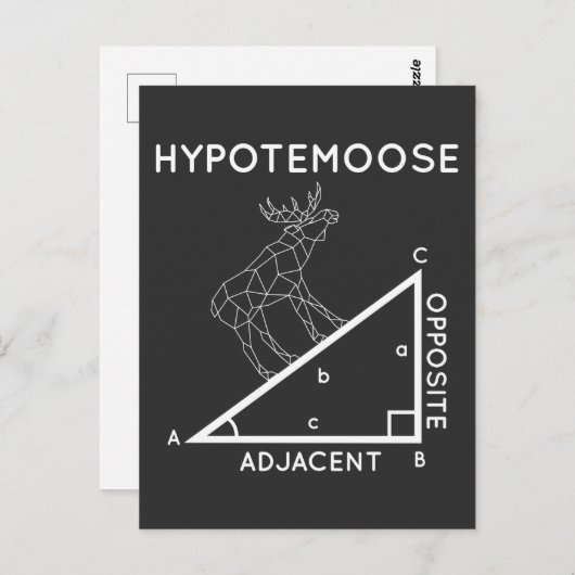 Carte Postale Amusant Math Pun Moose Hypotenuse Mathématicien. (Devant / Derrière)