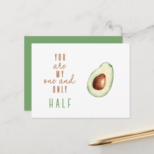 Carte Postale Amusant Mon Autre Demi-Avocado Valentines Day Note (Devant/Arrière en situation)