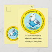 Carte Postale Amusant splash Étourneau d'été Fête à la piscine (Devant / Derrière)