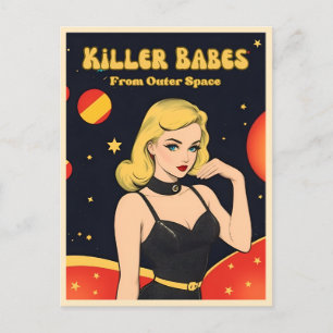 Carte Postale Amusant style pop art Vintage Espace extra-atmosph