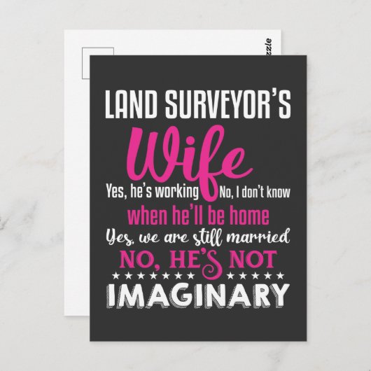 Carte Postale Amusant Surveyor Femme Mari Couple Mariage (Devant / Derrière)