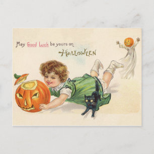 Carte Postale Amusant Vintage Jack O' Lantern Halloween Bonne ch