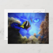 Carte postale amusante de chat et de poisson (Devant / Derrière)