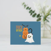 Carte postale amusante de chat pour Halloween (Debout devant)