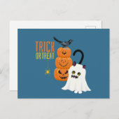 Carte postale amusante de chat pour Halloween (Devant / Derrière)