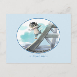 Carte postale amusante de Paris – Chat glisse sur