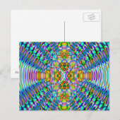 Carte postale amusante, design bleu psychédélique (Devant / Derrière)