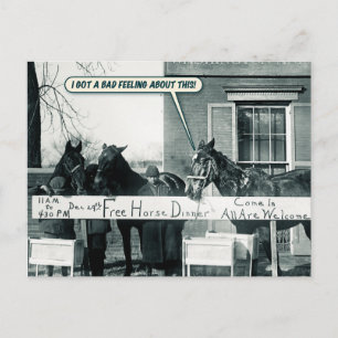Carte postale amusante - Dîner Cheval