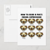 Carte postale amusante du Carlin de dessin animé C (Devant / Derrière)