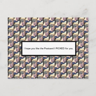 Carte postale amusante d'un garçon qui ramasse ses