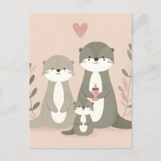 Carte Postale Amusante Famille de Otter mignonne