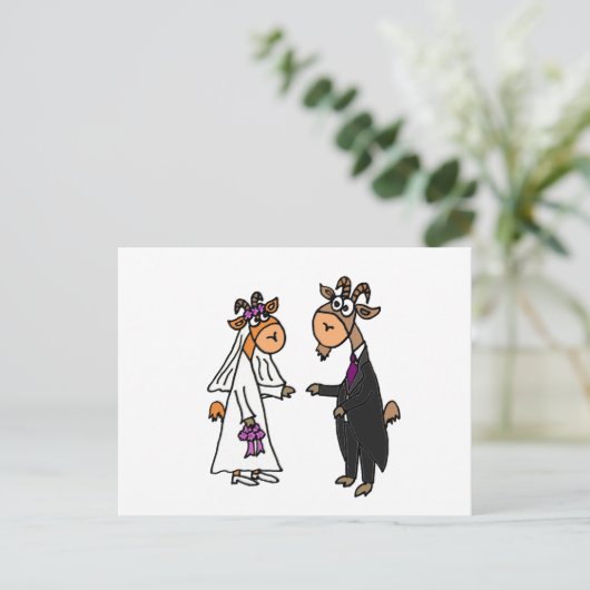 Carte Postale Amusante mariée et Mariage de chèvre de chambre (Debout devant)