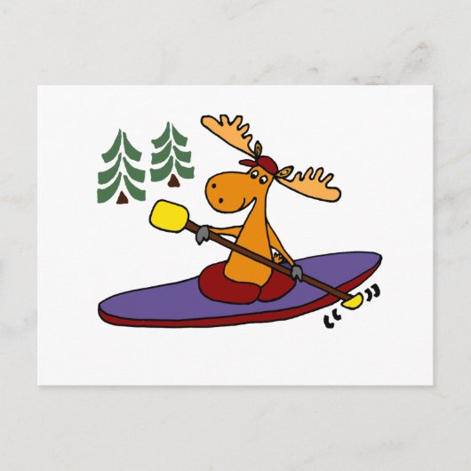 Carte Postale Amusante Moose Kayaking (Devant)