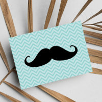 Amusante Moustache Noire Et Motif Chevron Bleu