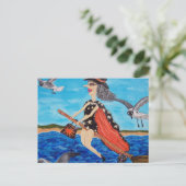 Carte Postale Amusante Plage Seagulls de la Sorcière Volante (Debout devant)