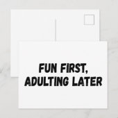 Carte Postale Amusants d'abord adultes plus tard (Devant / Derrière)