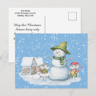 Carte Postale Amusants Joyeux Noël Snowman Holiday