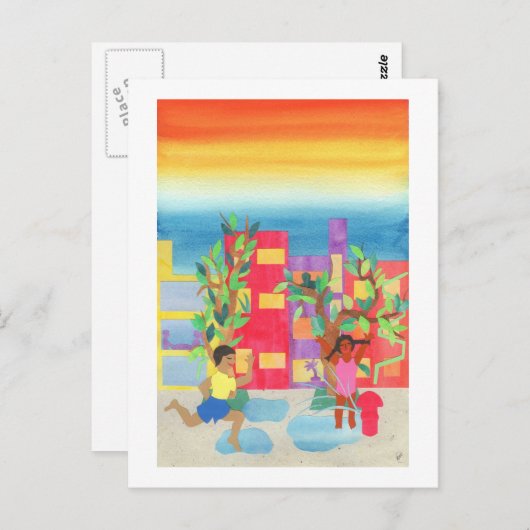 Carte Postale Amusement de rue d'été (Devant / Derrière)