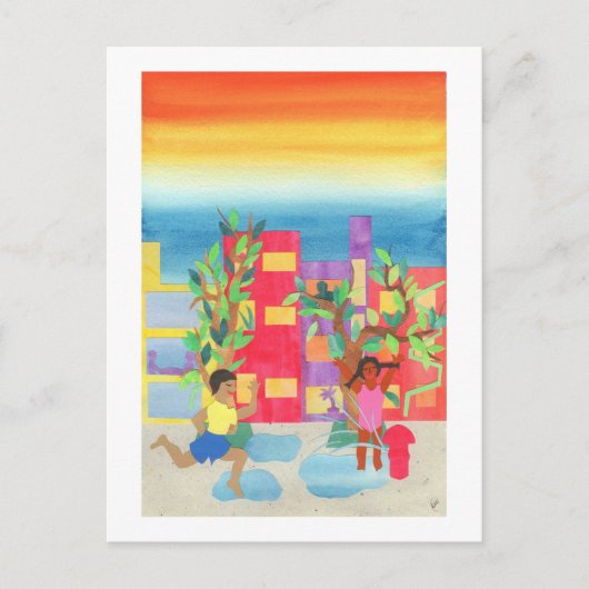 Carte Postale Amusement de rue d'été (Devant)