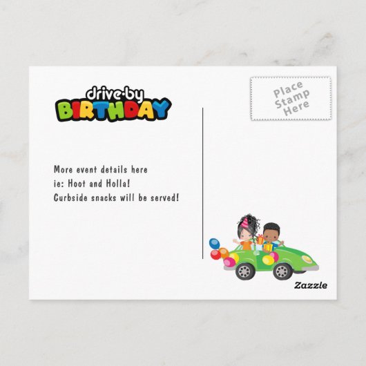 Carte Postale Amusement Drive By Birday Parade Party (Dos)